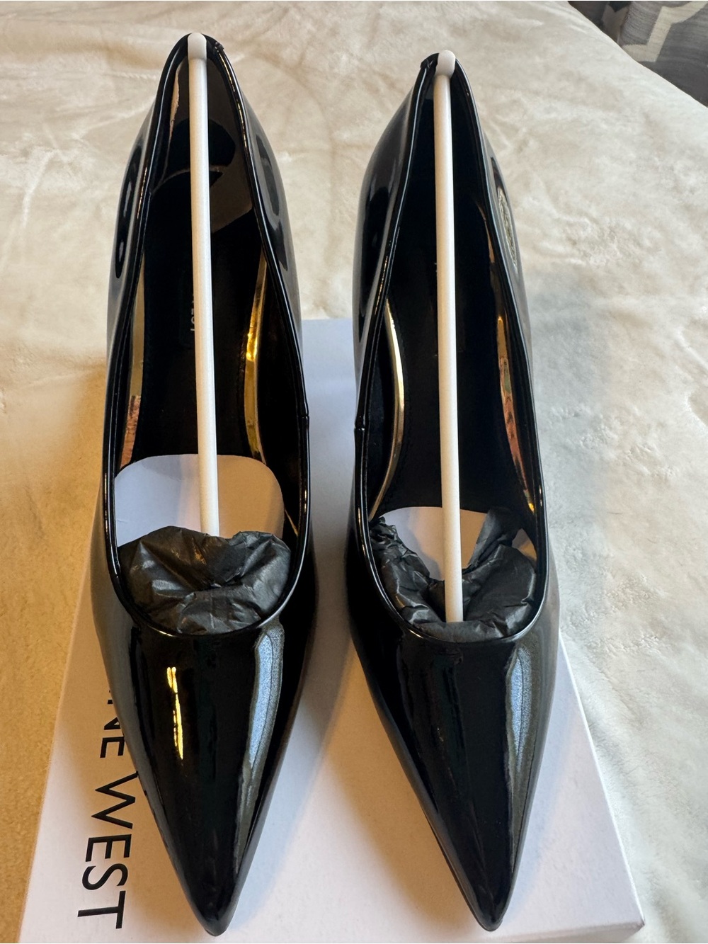 Nine West Black Patent Pointed Toe Pumps